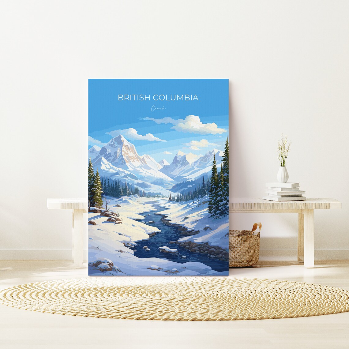 British Columbia Wall Art Travel Print Travel Poster Of British Columbia British Columbia Art Lovers Gift Canada Winter Art Travel Gift - Image 3