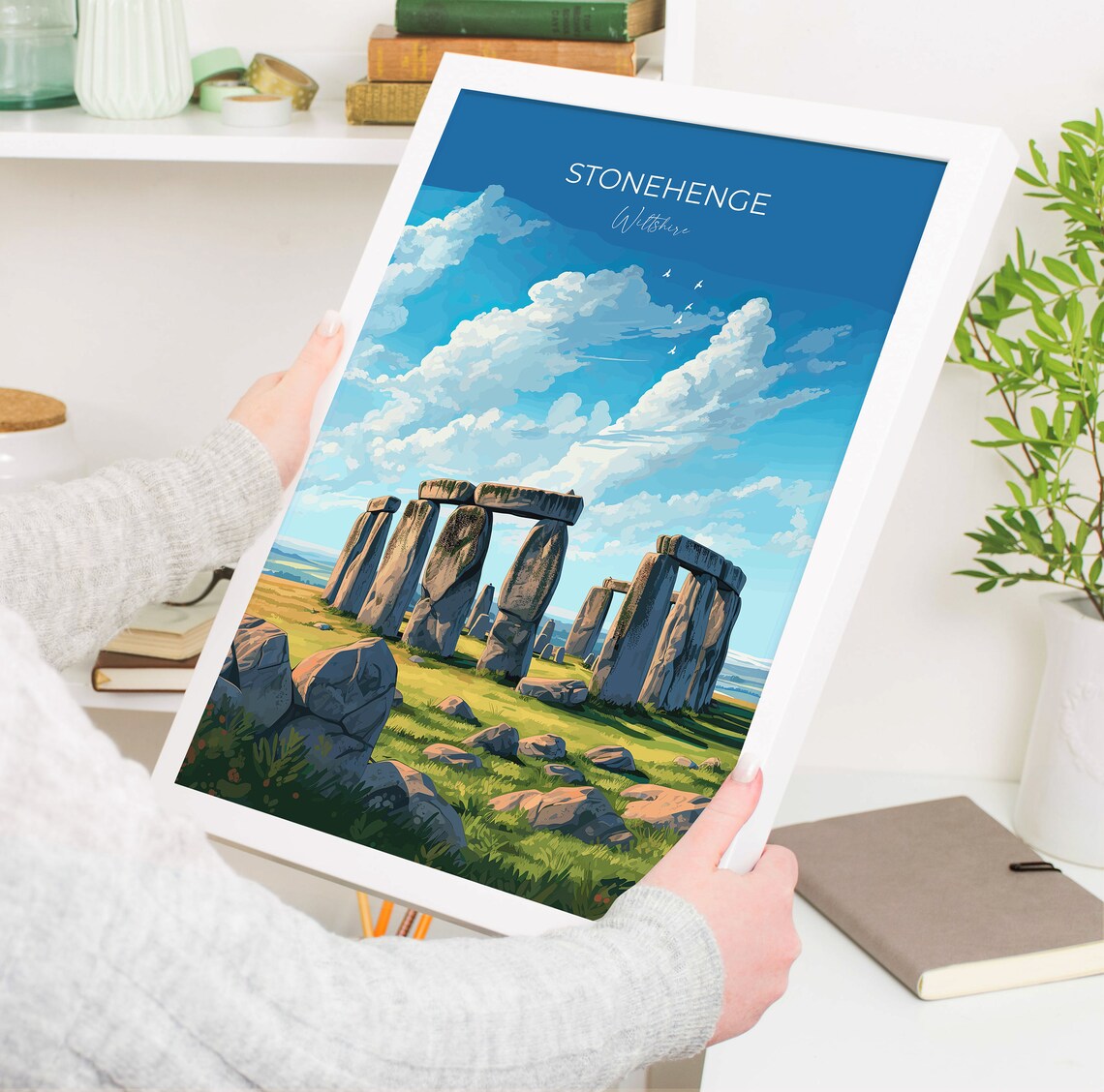Stonehenge Wiltshire Ancient Stones Field Travel Poster Wall Decor - Image 5