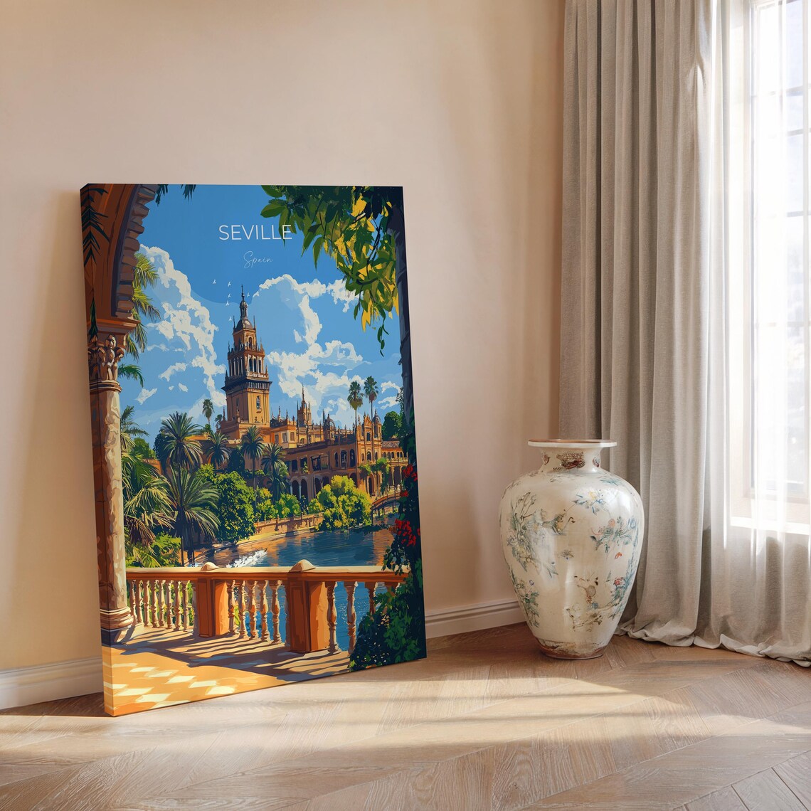 Seville Plaza de Espana Arched Colonnade Tower View Art Poster - Image 2