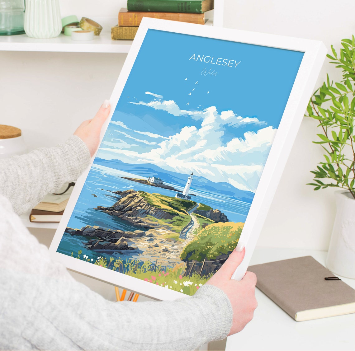 Anglesey Wales Lighthouse Rocky Headland Wild Coast Travel Poster - Image 5