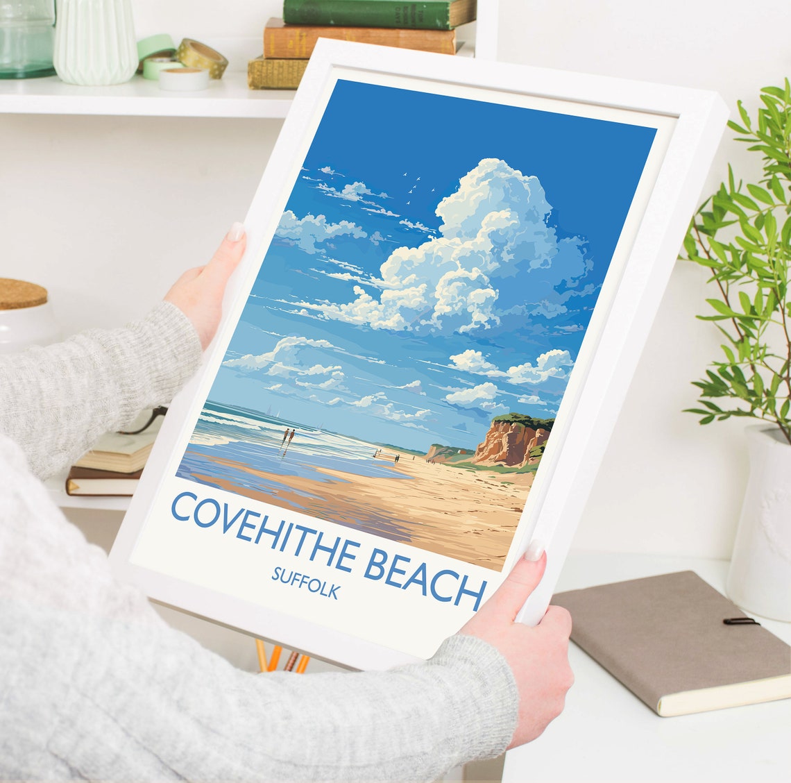 Covehithe Beach Suffolk White Border Sand Dunes Travel Poster - Image 3