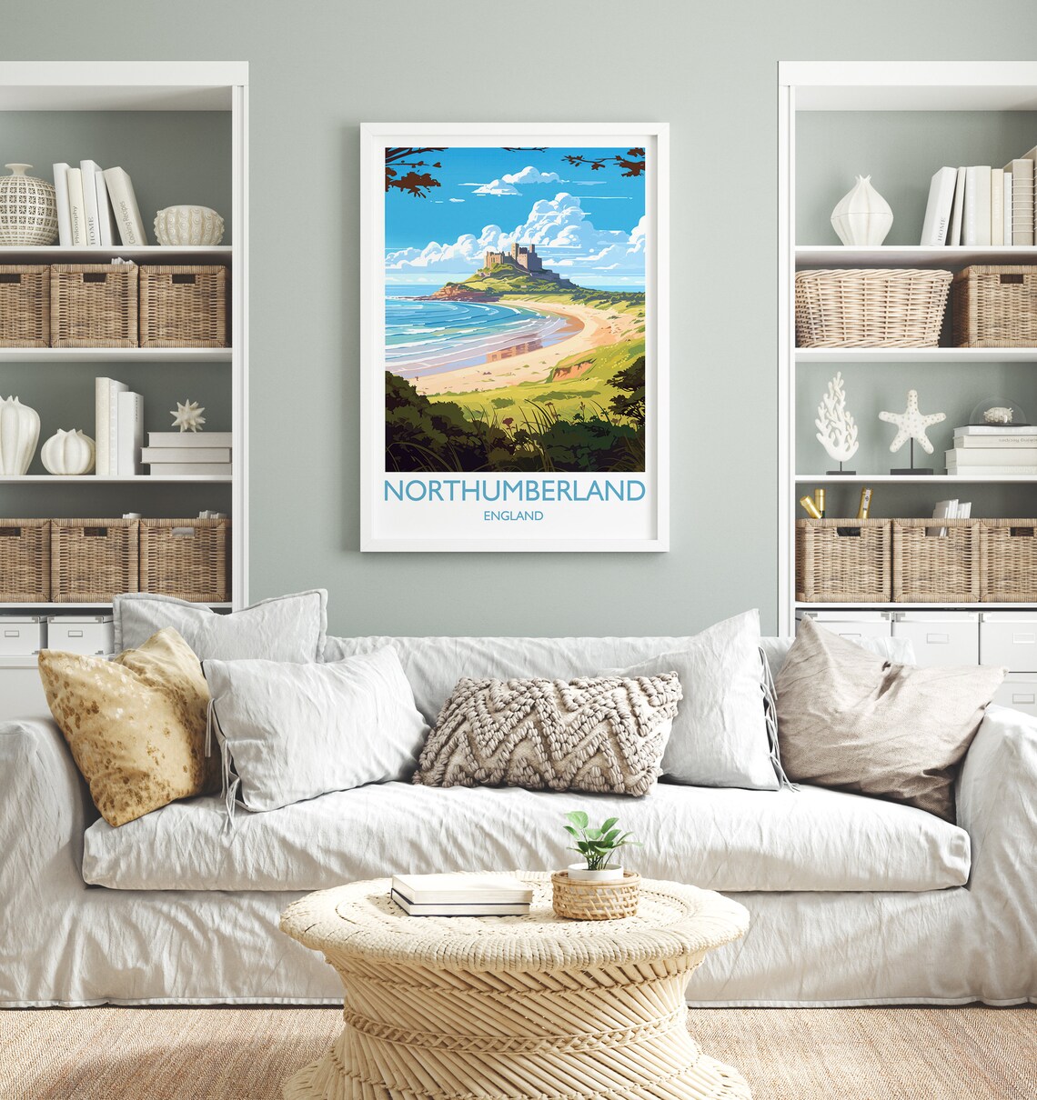 Northumberland Coast England Travel Poster, Bamburgh Castle - Image 4