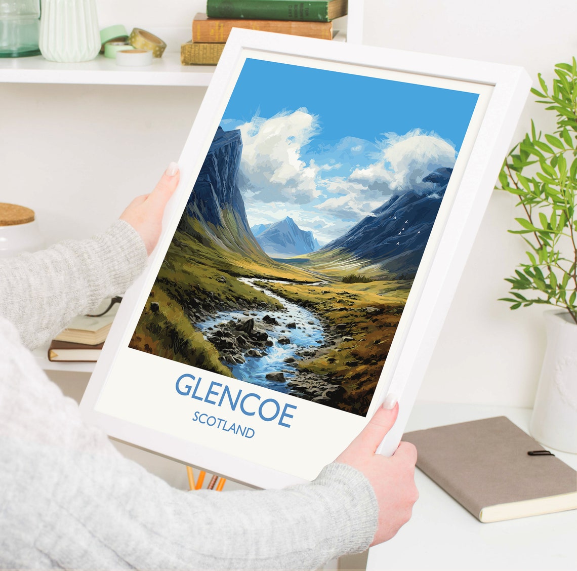 Glencoe Scotland Highland Valley Stream Mountain View Travel Poster - Image 5