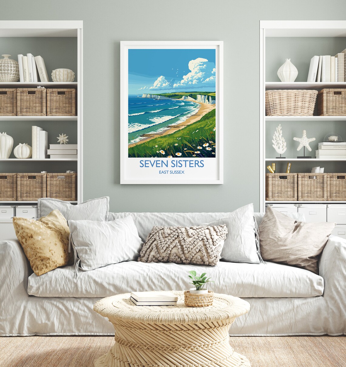 Scenic Seven Sisters East Sussex White Chalk Cliffs Coast Poster - Image 4