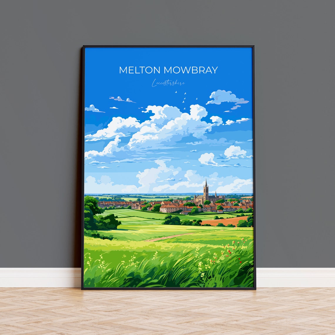 Melton Mowbray Travel Print Wall Art Travel Poster Of Melton Mowbray England Leicestershire Art Lovers Gift English Countryside