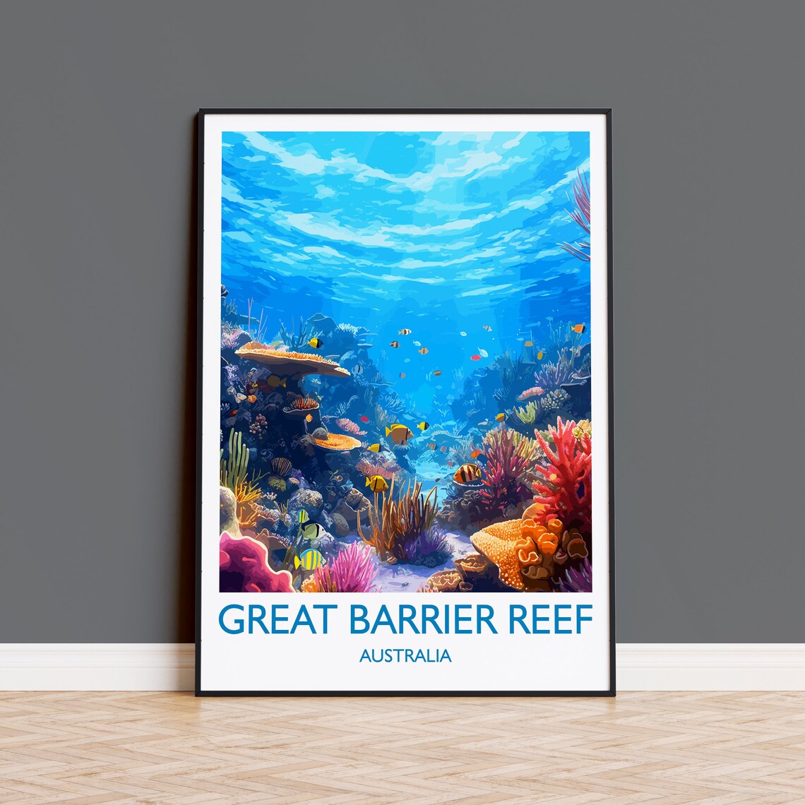 Great Barrier Reef Travel Poster, Queensland Australia