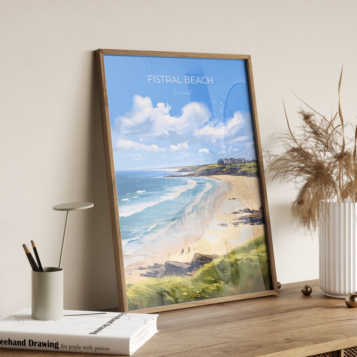 Fistral Beach Cornwall Golden Sand Waves Beach View Travel Poster - Image 2