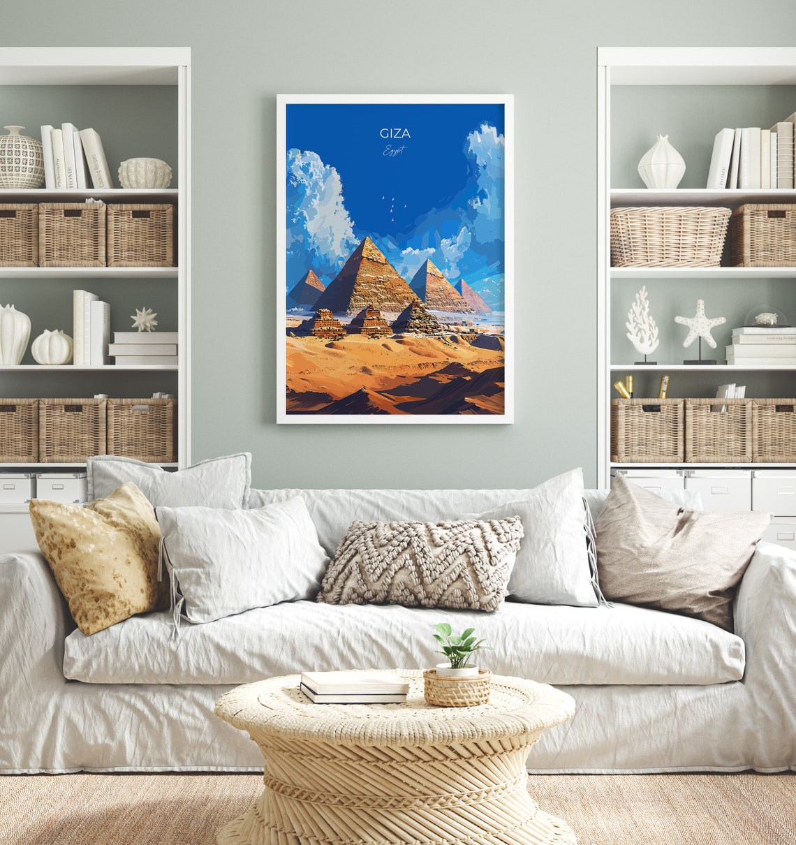 Giza Egypt Great Pyramids Desert Golden Sky Vintage Travel Poster - Image 2