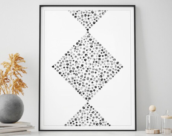 Watercolor Black And White Abstract Print Modern Minimalist Dots Geometric Wall Art Wall Decor Poster