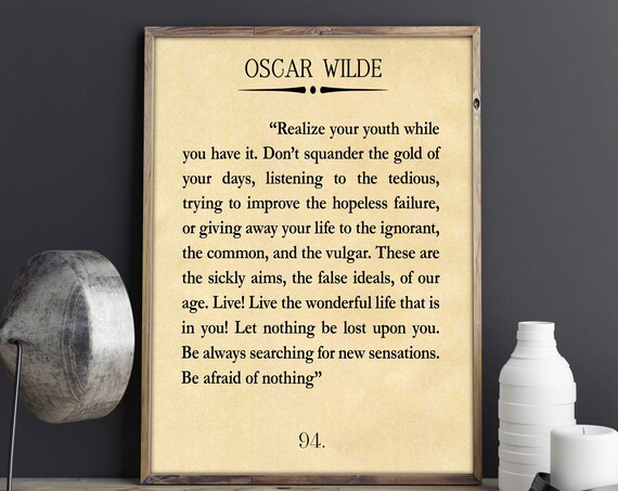 Oscar Wilde Live Your Wonderful Life Literary Inspirational Poster
