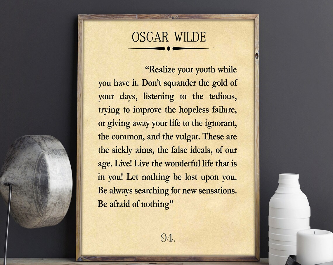Oscar Wilde Live Your Wonderful Life Literary Inspirational Poster