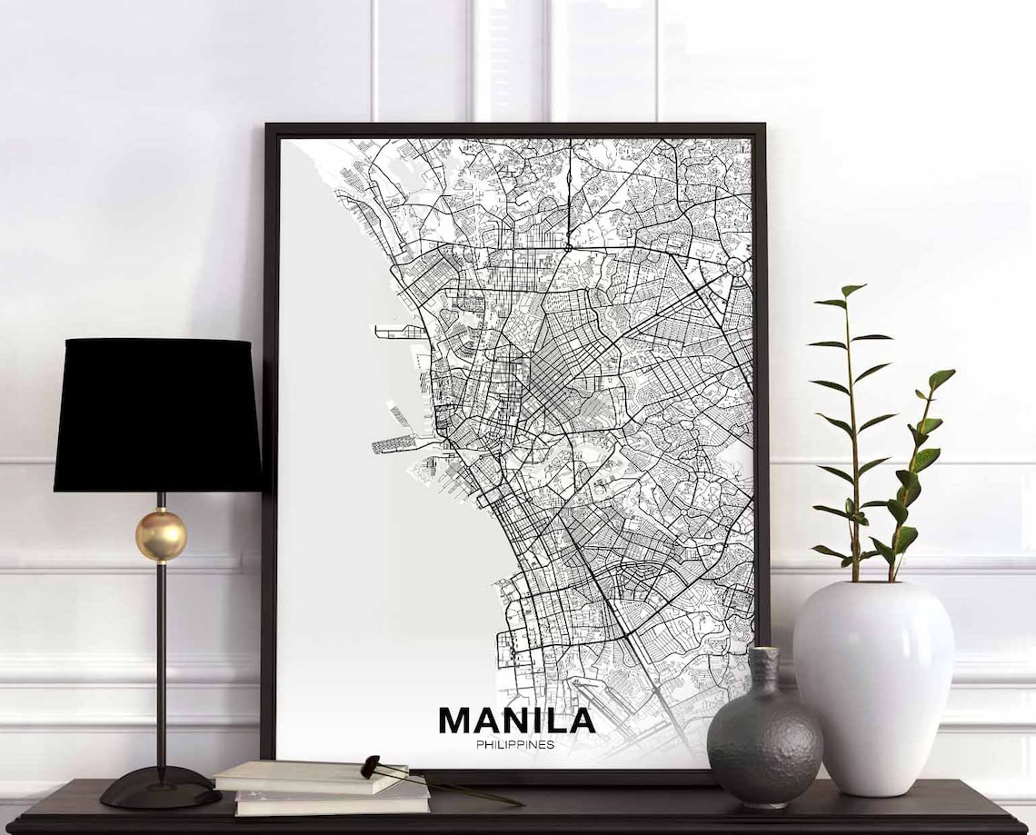 Manila Philippines Map Poster, Modern Travel Print