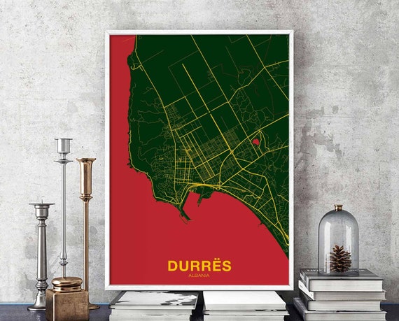 Durres Albania Poster Color Hometown City Print Modern Home Decor Office Decoration Wall Art Dorm Bedroom Gift
