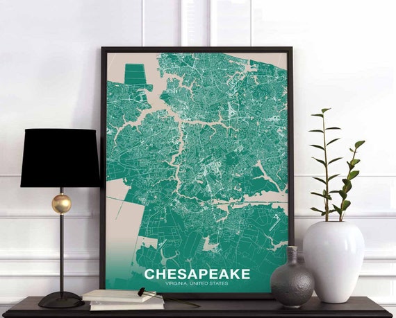 Chesapeake Virginia Va Usa Poster Color Hometown City Print Modern Home Decor Office Decoration Wall Art Dorm Bedroom Gift
