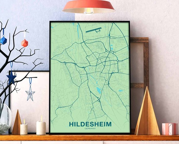 Hildesheim Germany Map Poster Color Hometown City Print Modern Home Decor Office Decoration Wall Art Dorm Bedroom Gift