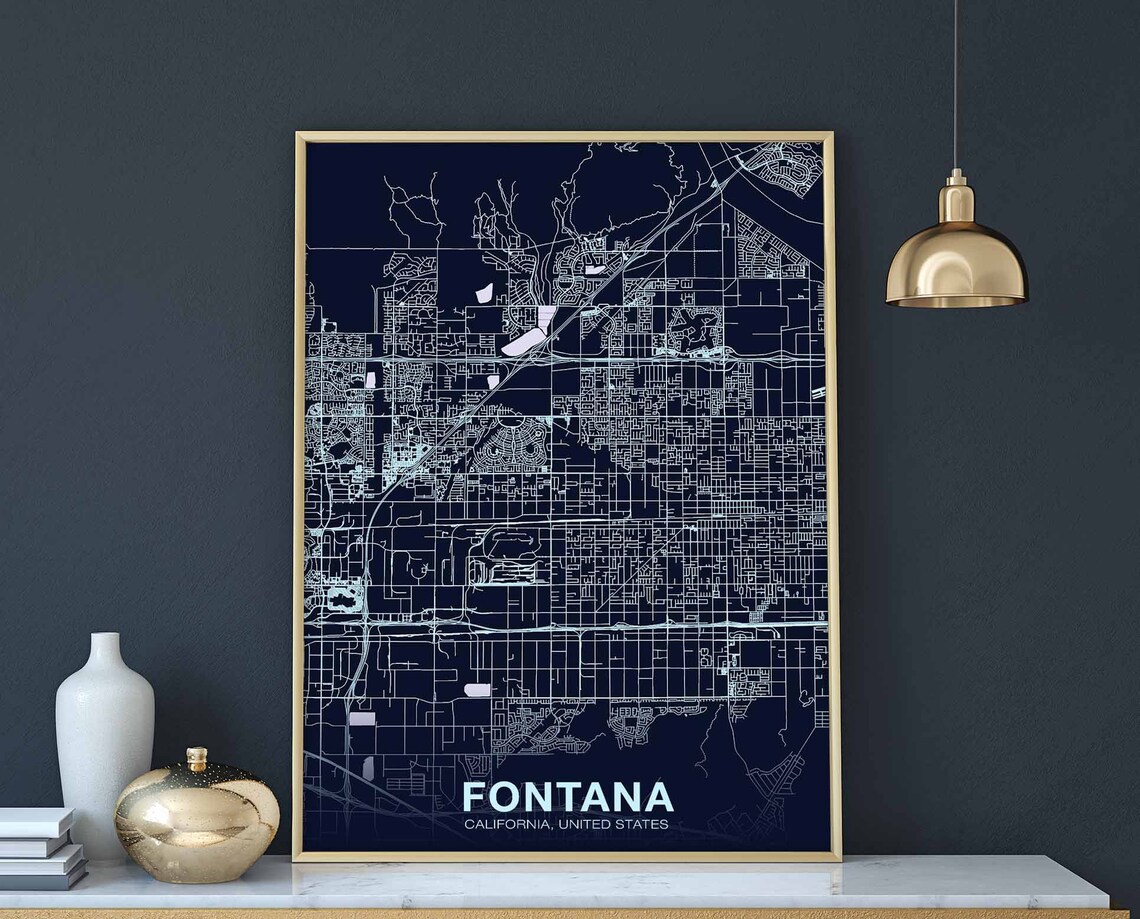 Fontana CA USA Poster Print, Modern Home Decor