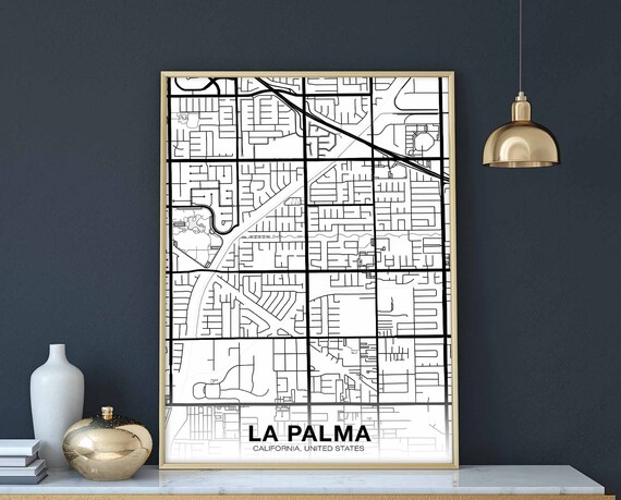 La Palma Usa Map Poster Black White Hometown City Print Modern Home Decor Office Decoration Wall Art Dorm Bedroom Gift