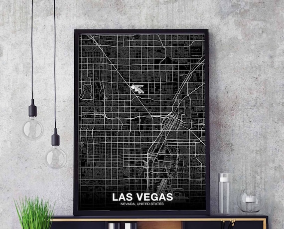 Las Vegas Nevada Nv Usa Map Poster Black White Hometown City Print Modern Home Decor Office Decoration Wall Art Dorm Bedroom Gift