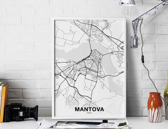 Mantova Italy Map Poster, Modern Travel Poster