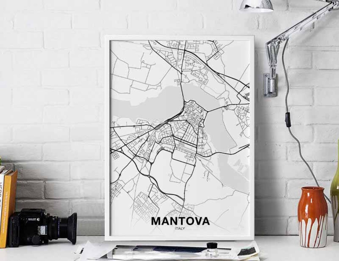 Mantova Italy Map Poster, Modern Travel Poster