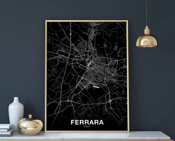 Ferrara Italy Map Poster Black White Hometown City Print Modern Home Decor Office Decoration Wall Art Dorm Bedroom Gift