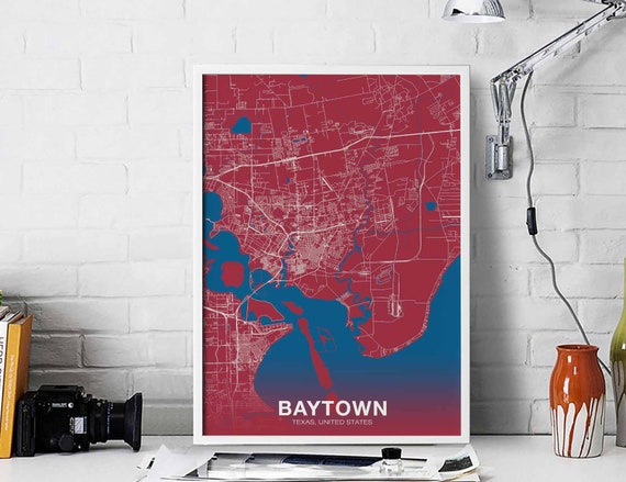 Baytown Texas Tx Usa Poster Color Hometown City Print Modern Home Decor Office Decoration Wall Art Dorm Bedroom Gift