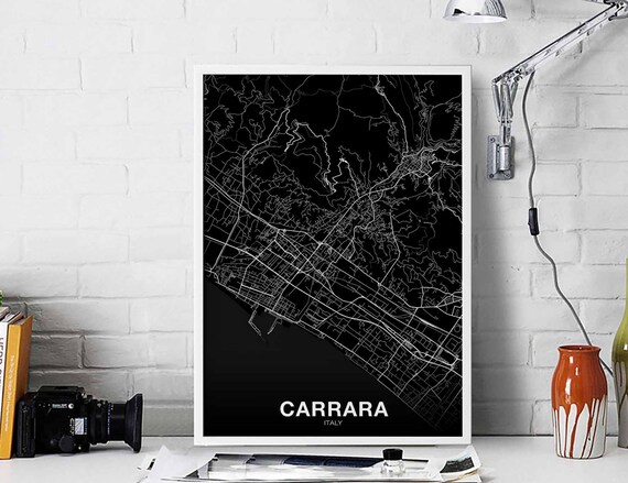 Carrara Italy Map Poster Black White Hometown City Print Modern Home Decor Office Decoration Wall Art Dorm Bedroom Gift