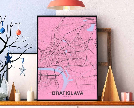 Bratislava Slovakia Poster Color Hometown City Print Modern Home Decor Office Decoration Wall Art Dorm Bedroom Gift