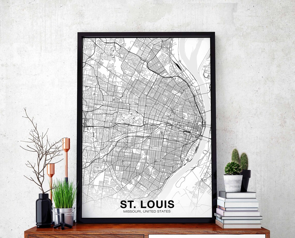 St Louis Missouri Map Poster, Modern Home Decor