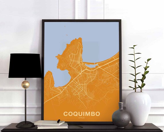 Coquimbo Chile Map Poster Color Hometown City Print Modern Home Decor Office Decoration Wall Art Dorm Bedroom Gift
