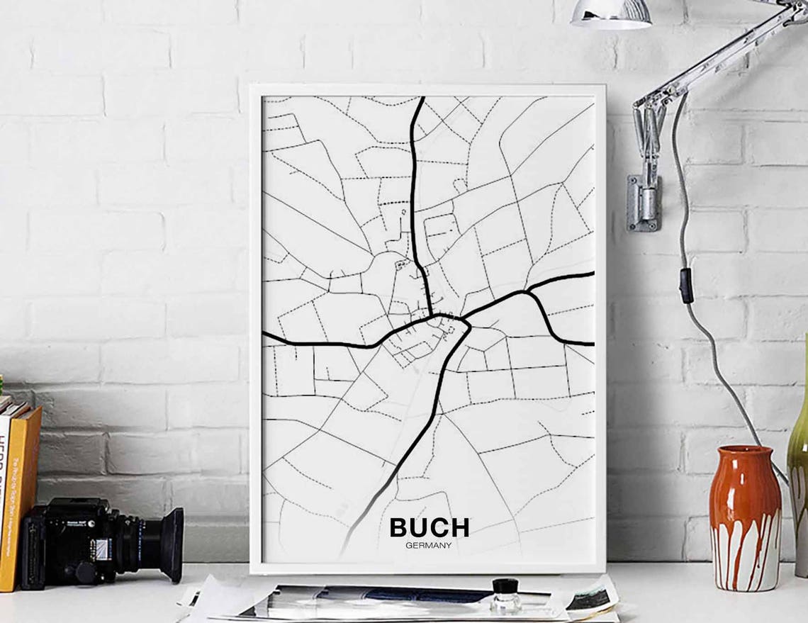 Buch Germany City Street Map Minimalist Modern Home Decor Poster