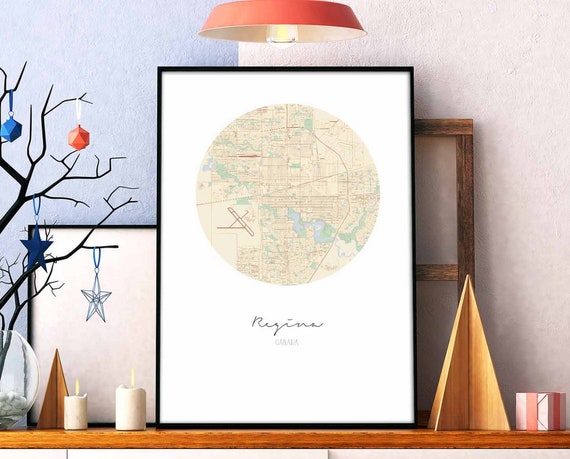 Regina Canada Map Poster Wall Decor Design Modern Minimal Nordic Travel Bedroom Home Art Vintage Retro Dorm Nursery Housewarming