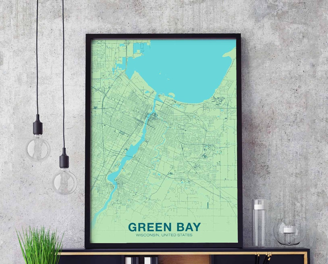 Green Bay Wisconsin City Poster, Modern Home Decor