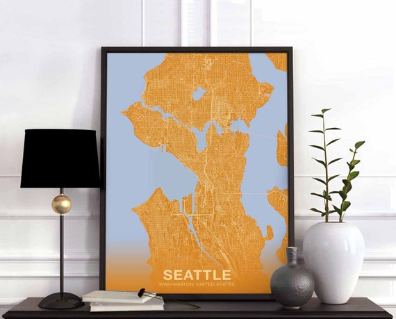 Seattle Washington Wa Usa Poster Color Hometown City Print Modern Home Decor Office Decoration Wall Art Dorm Bedroom Gift