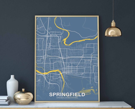 Springfield Oregon Or Usa Poster Color Hometown City Print Modern Home Decor Office Decoration Wall Art Dorm Bedroom Gift