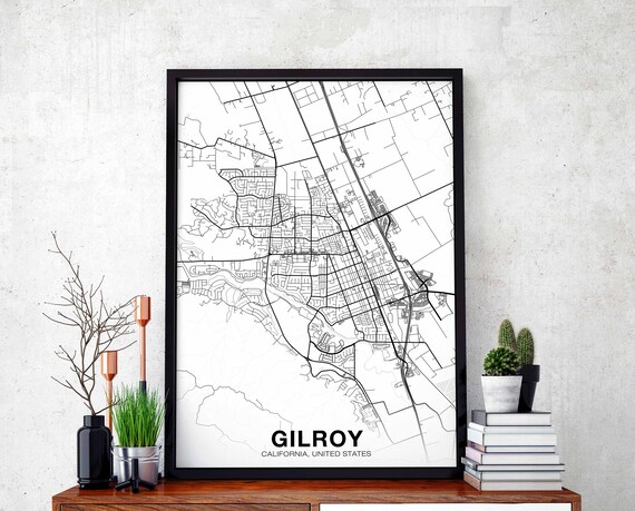 Gilroy Usa Map Poster Hometown City Print Modern Home Decor Office Decoration Wall Art Dorm Bedroom Gift