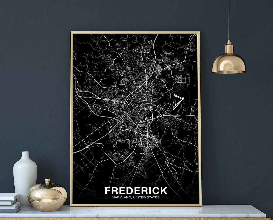 Frederick Maryland Map Poster, Modern Home Decor