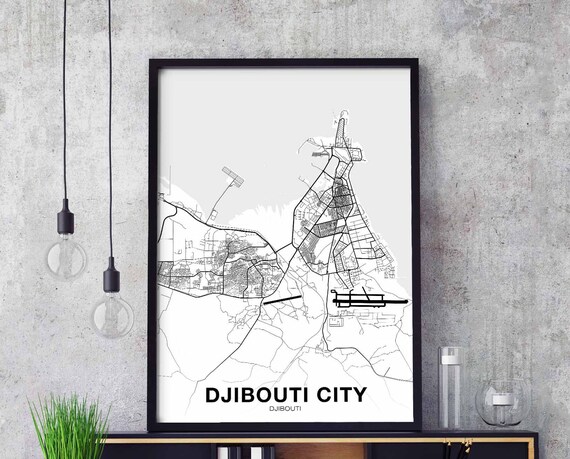 Djibouti City Map Poster Black White Hometown Print Modern Home Decor Office Decoration Wall Art Dorm Bedroom Gift