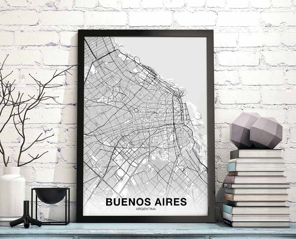 Buenos Aires Argentina City Map Minimalist Black White Poster