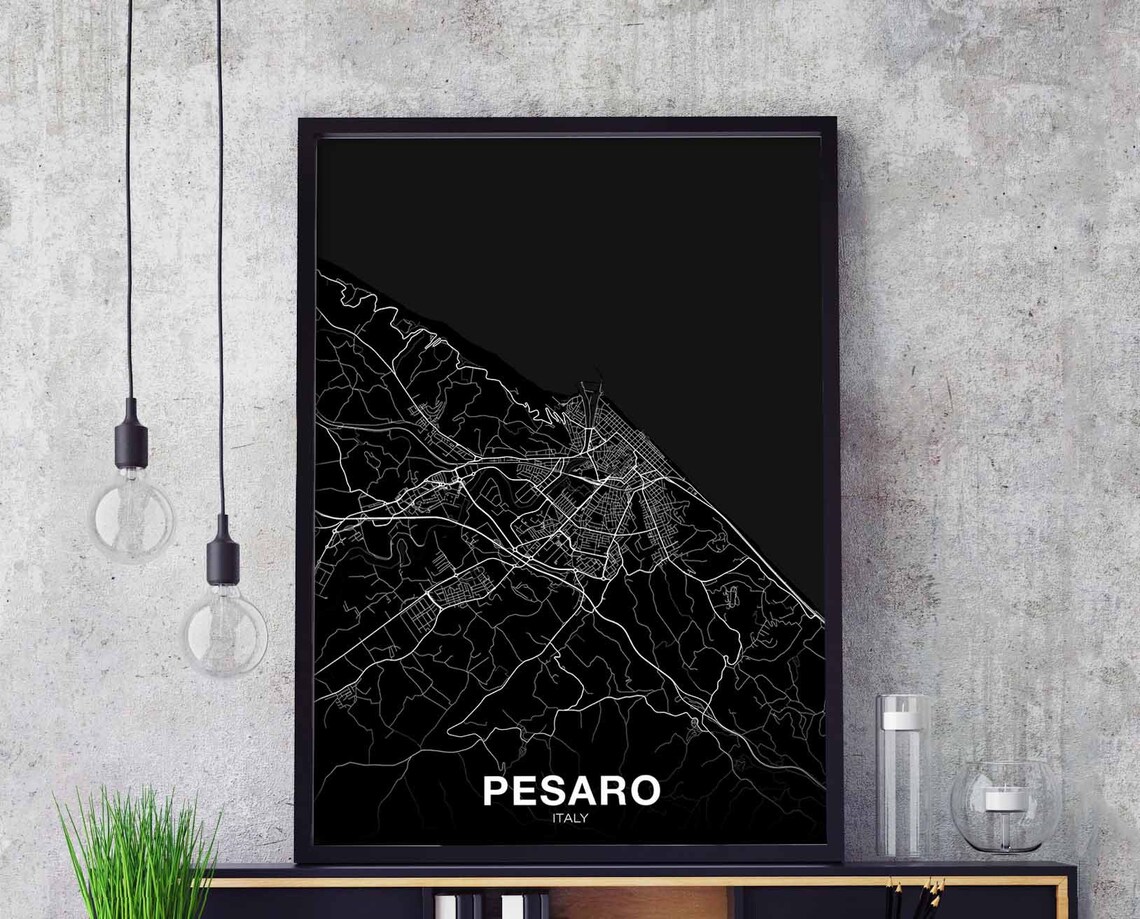Pesaro Italy Map Poster, Modern Home Decor