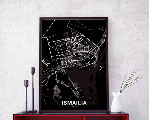 Ismailia Egypt Map Poster Black White Hometown City Print Modern Home Decor Office Decoration Wall Art Dorm Bedroom Gift