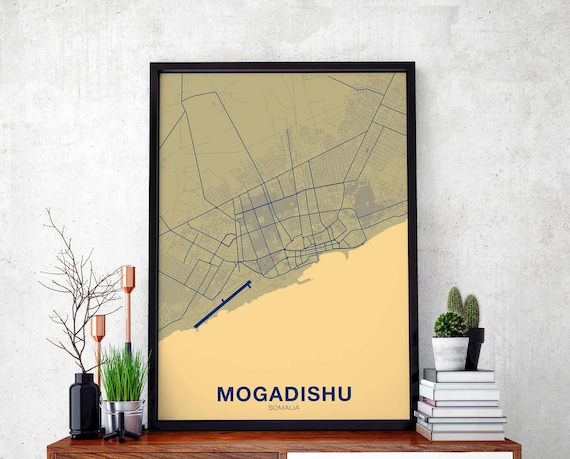 Mogadishu Somalia Map Poster, Modern Home Decor