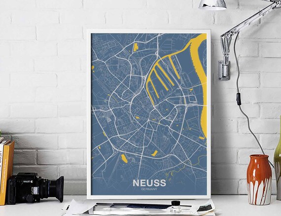 Neuss Germany Map Poster Color Hometown City Print Modern Home Decor Office Decoration Wall Art Dorm Bedroom Gift
