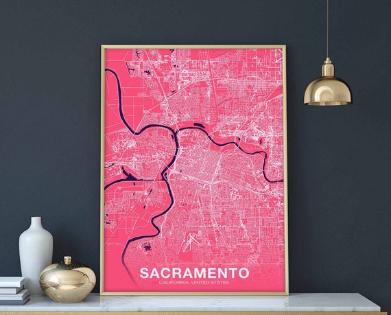Sacramento Ca Usa Poster Color Hometown City Print Modern Home Decor Office Decoration Wall Art Dorm Bedroom Gift