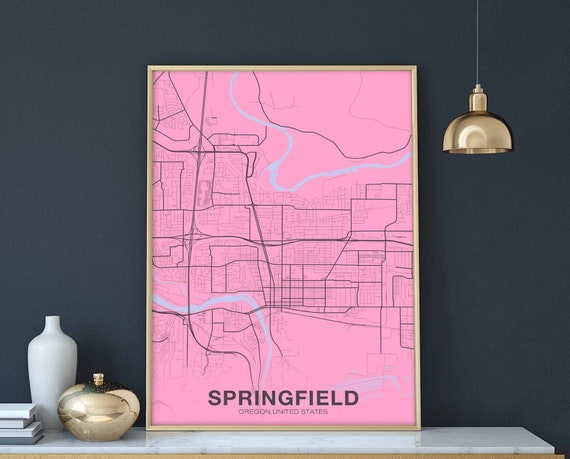 Springfield Oregon Or Usa Poster Color Hometown City Print Modern Home Decor Office Decoration Wall Art Dorm Bedroom Gift