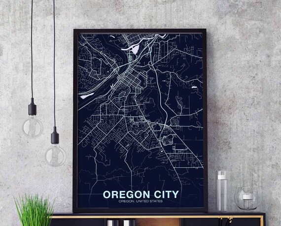 Oregon City Oregon Navy Modern Hometown City Street Map Poster