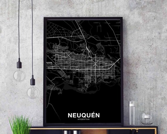 Nequen Argentina Map Poster Black White Hometown City Print Modern Home Decor Office Decoration Wall Art Dorm Bedroom Gift