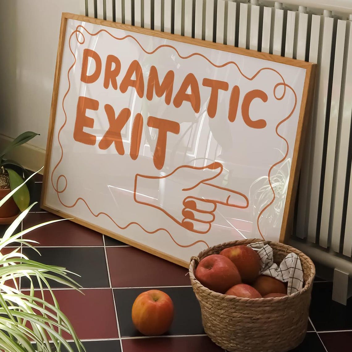 Dramatic Exit Orange Preppy Typography Hand Drawn Quote Poster