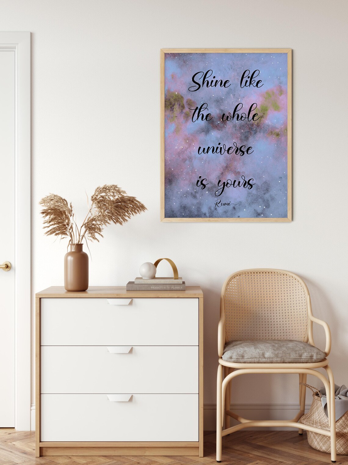 Rumi Shine Like the Universe Quote Poster with Cosmic Galaxy Watercolor - Image 2