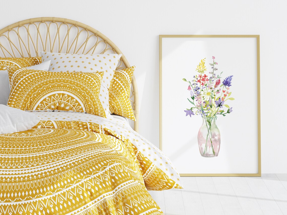 Wildflower Bouquet Watercolor Art Print, Floral Vase - Image 3